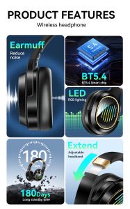Kulak Üstü Kulaklık Kablosuz Gürültü Önleyici BT V5.4